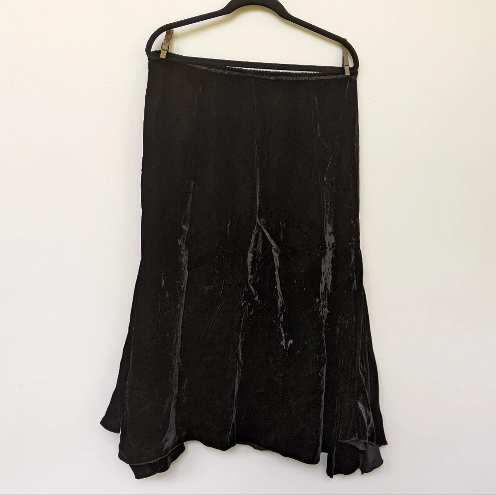 J Jill Velvet Black Asymmetric Skirt Size M